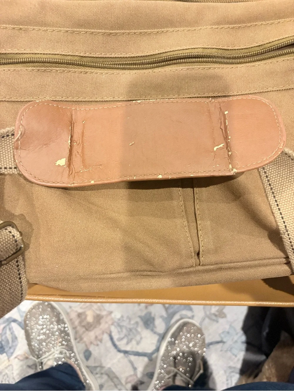 National Geographic Tan Canvas Laptop Messenger Bag